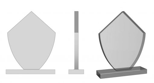 award ontwerp van glas, voorzien met logo bedrukking