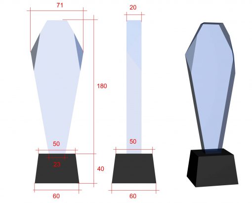 gegraveerde glazen trofee voorzien van eigen afbeelding en logo